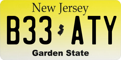 NJ license plate B33ATY