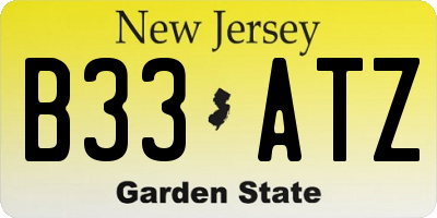 NJ license plate B33ATZ