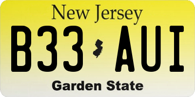 NJ license plate B33AUI
