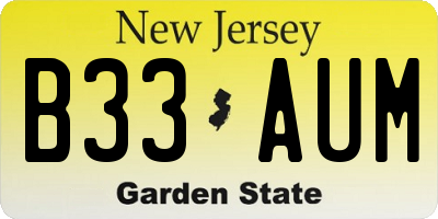 NJ license plate B33AUM