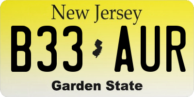 NJ license plate B33AUR