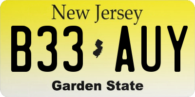 NJ license plate B33AUY