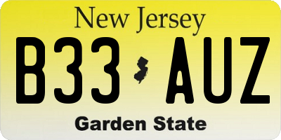 NJ license plate B33AUZ