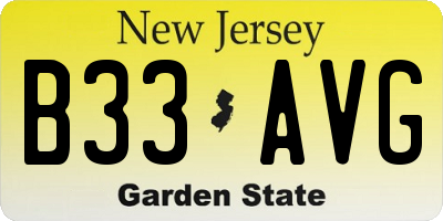 NJ license plate B33AVG