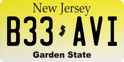 NJ license plate B33AVI