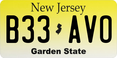 NJ license plate B33AVO