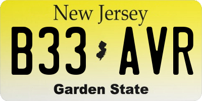 NJ license plate B33AVR