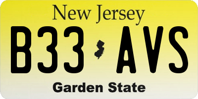 NJ license plate B33AVS