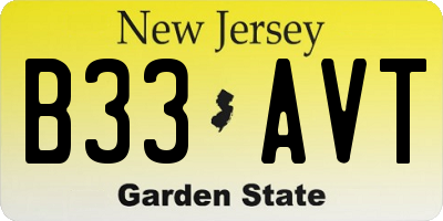 NJ license plate B33AVT