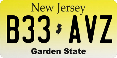 NJ license plate B33AVZ