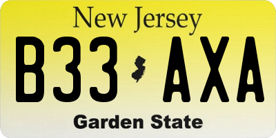NJ license plate B33AXA