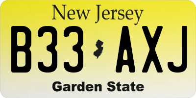 NJ license plate B33AXJ