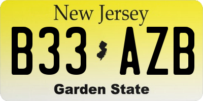 NJ license plate B33AZB