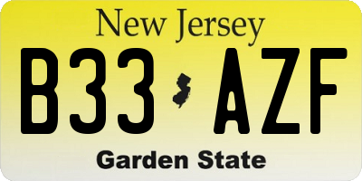 NJ license plate B33AZF