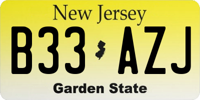 NJ license plate B33AZJ