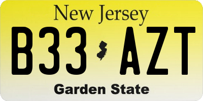 NJ license plate B33AZT