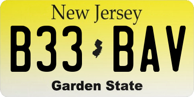 NJ license plate B33BAV