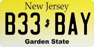 NJ license plate B33BAY