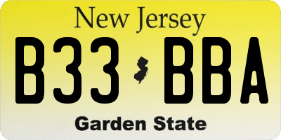 NJ license plate B33BBA