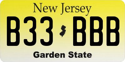 NJ license plate B33BBB