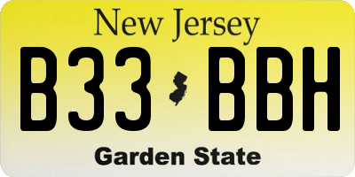 NJ license plate B33BBH