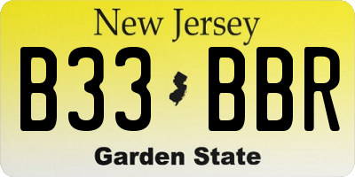 NJ license plate B33BBR
