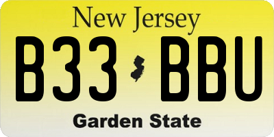 NJ license plate B33BBU
