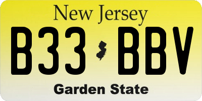 NJ license plate B33BBV