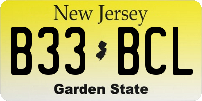 NJ license plate B33BCL