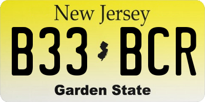 NJ license plate B33BCR