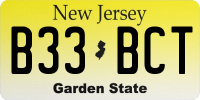 NJ license plate B33BCT