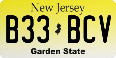 NJ license plate B33BCV
