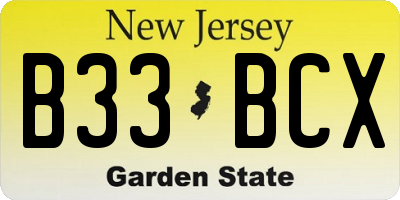 NJ license plate B33BCX