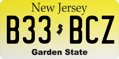 NJ license plate B33BCZ