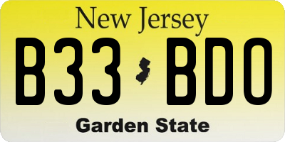 NJ license plate B33BDO