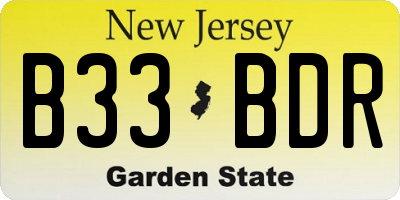 NJ license plate B33BDR
