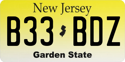 NJ license plate B33BDZ