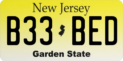 NJ license plate B33BED