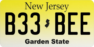 NJ license plate B33BEE