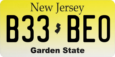 NJ license plate B33BEO