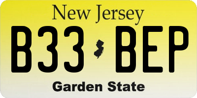 NJ license plate B33BEP