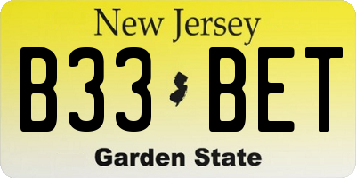 NJ license plate B33BET
