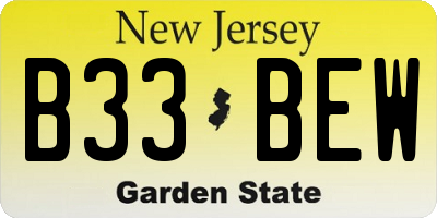 NJ license plate B33BEW