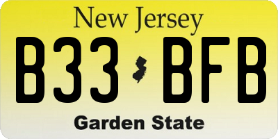 NJ license plate B33BFB