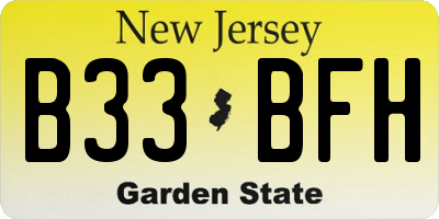 NJ license plate B33BFH