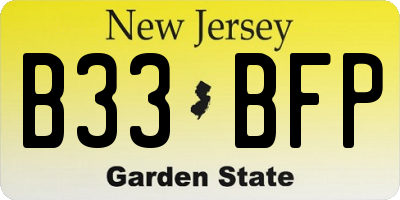 NJ license plate B33BFP