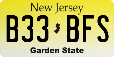 NJ license plate B33BFS