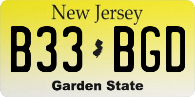 NJ license plate B33BGD