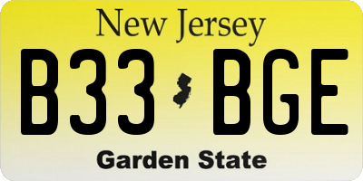 NJ license plate B33BGE