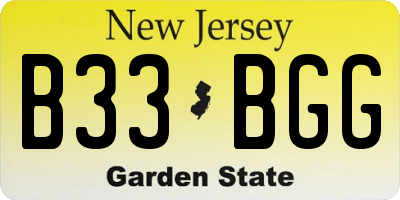 NJ license plate B33BGG